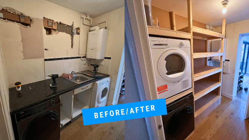 Before and After Utility Room Shelving / storage unit